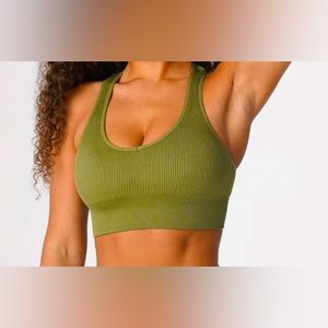 NVGTN Khaki Green Galaxy Ribbed Seamless Bra